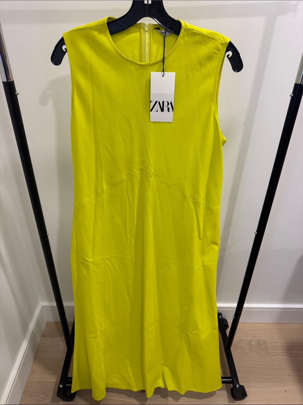 Zara Sleeveless Midi Shift Dress in Bright Lime